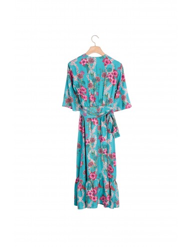 Robe Kimono imprimé fleuri en soie JUSQU'A -70%! 